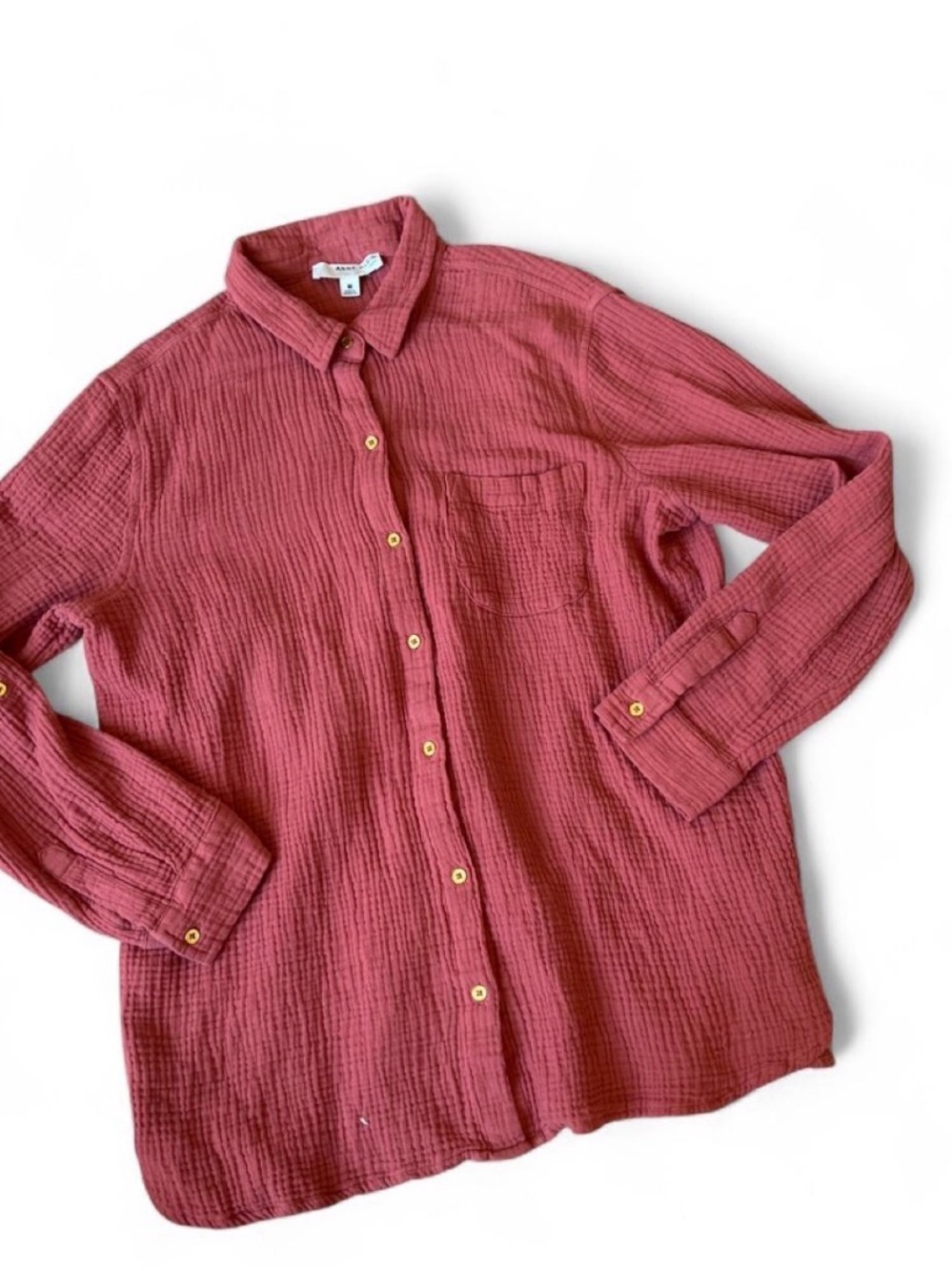 Anne Klein faded burnt red  button-up baggy blouse